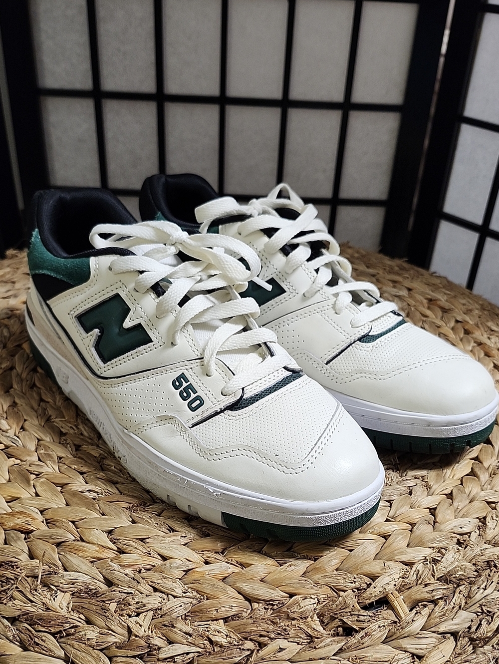 New Balance 550 Men's Sneakers in White and Dark Green